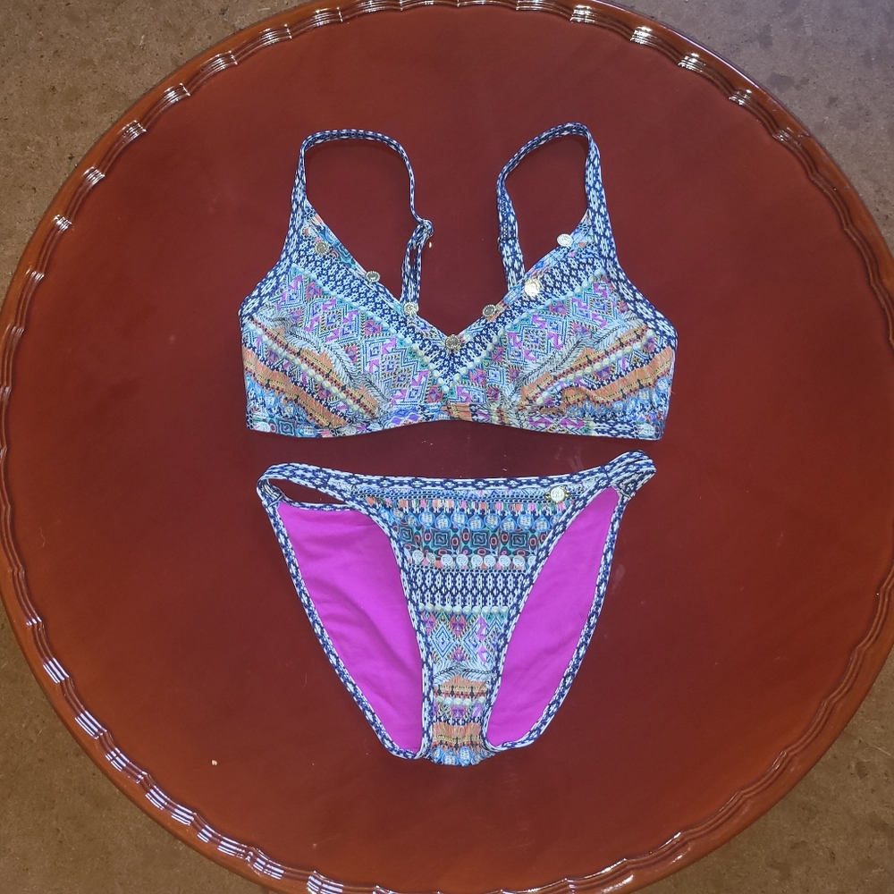 NEW Triangle Underwire Bikini Bohemian Patterned Printed Size 6 Small SunSeeker